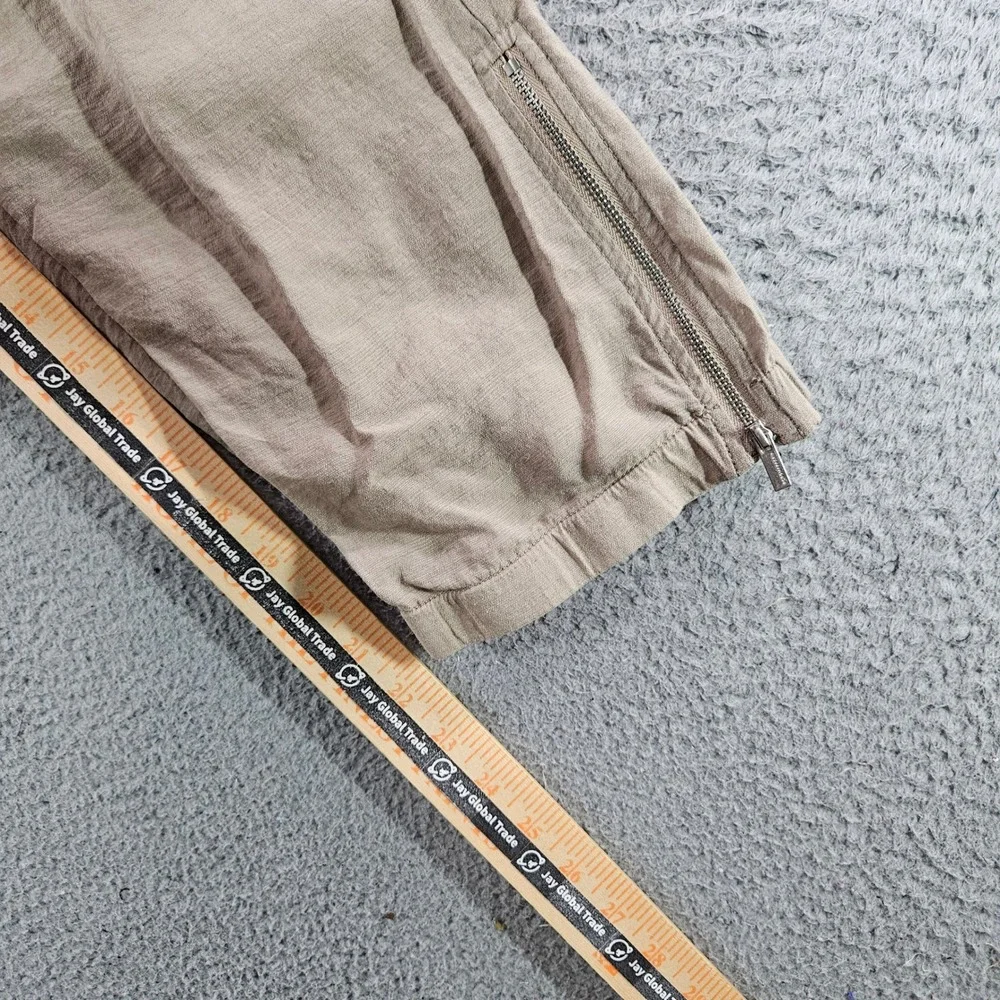 BCBGMAXAZRIA Womens Khaki Tan Cargo Pants Elastic Waist Ankle Zip Cropped XS - Picture 8 of 9